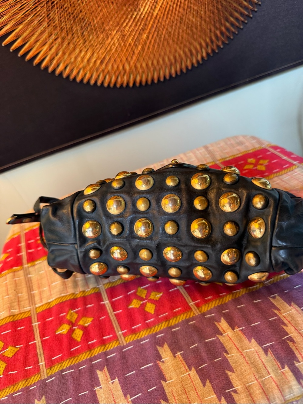 Gucci Hysteria Leather Studded Clutch Bag Blue/Black - Picture 9 of 16
